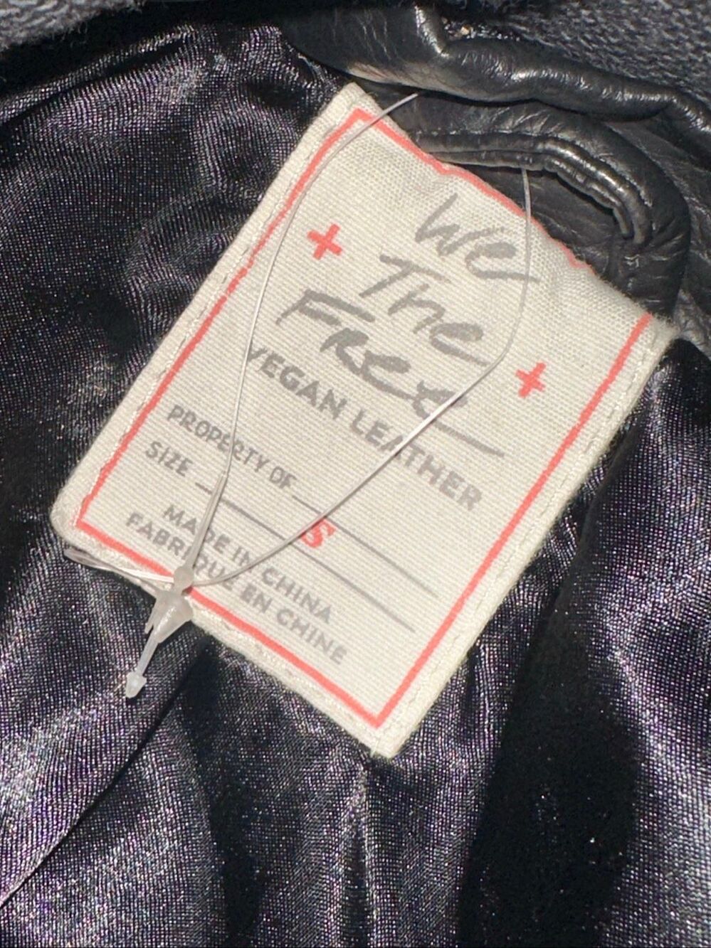 NWOT Free People We The Free Women's Black Vegan Leather Biker Moto Jacket Small - Picture 8 of 12
